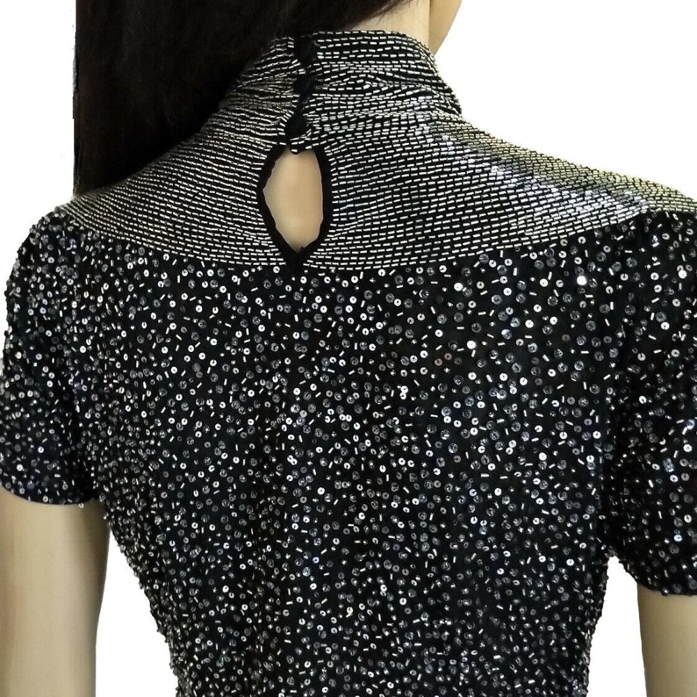 Escada Sequin Runway Couture Silver Sequins Beade… - image 4